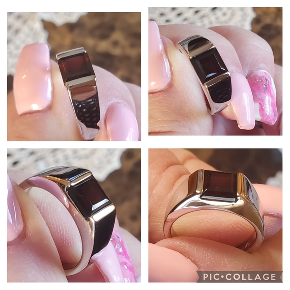 (John) Genuine 2ct Garnet Mens Ring Size 8 - Picture 5 of 8